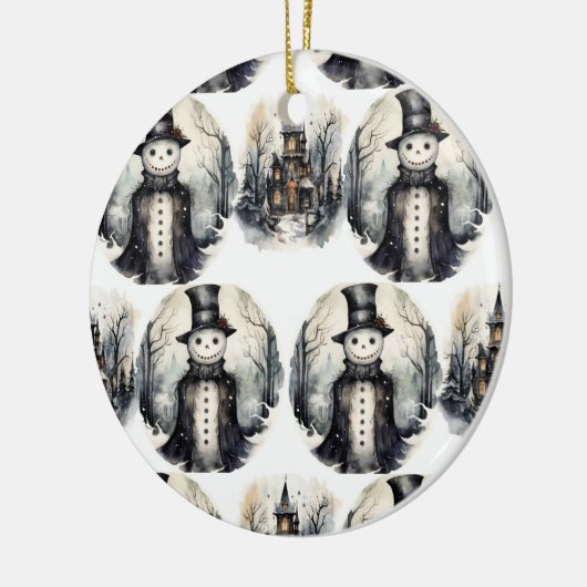 Gotische winter sneeuwman keramisch ornament (Links)