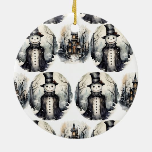 Gotische winter sneeuwman keramisch ornament (Achterkant)