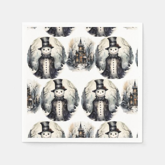 Gotische winter sneeuwman servet (Voorkant)