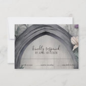 Gotische witte bloemenboog Pagan Handfasten RSVP Kaartje (Voorkant)