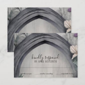 Gotische witte bloemenboog Pagan Handfasten RSVP Kaartje (Voorkant / Achterkant)