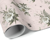 Gotische witte bloemenspinnenwebpatroon cadeaupapier (Rol Hoek)