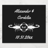 Gotische witte bruiloft Schorpioenen Custom Monogr Likeurfles Etiket (Enkel label)
