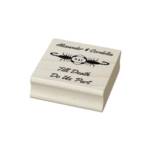 Gotische witte bruiloft Schorpioenen Custom Monogr Rubberstempel (Stempel)