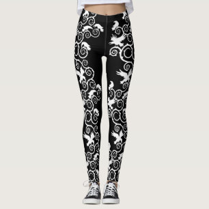 Gotische witte raven en doornen leggings