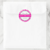 Gotische Witte & Roze Bloeiende Envelopverbindinge Ronde Sticker (Tas)