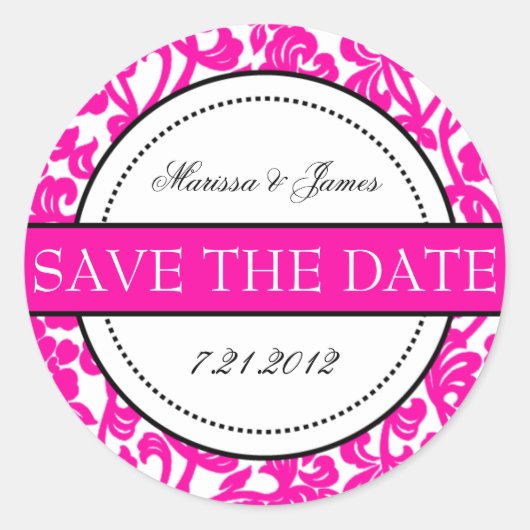 Gotische Witte & Roze Bloeiende Envelopverbindinge Ronde Sticker (Voorkant)