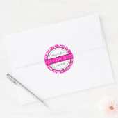 Gotische Witte & Roze Bloeiende Envelopverbindinge Ronde Sticker (Envelop)