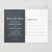 Gotische witte rozen op grijs Save the Date Aankondigingskaart (Achterkant)