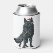 Gotische Wolf Kerstman Hoed Kerstverlichting Donk Blikjeskoeler (Blikje Voorkant)