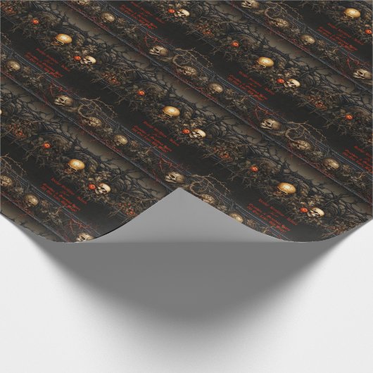 Gotische Wrapping Papier met Schedels en Rozen Got (Hoek)