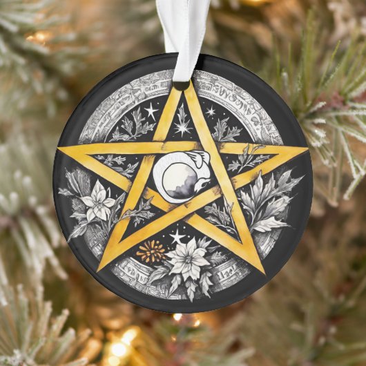 Gotische Yule Tree Pentacle Zwart & Wit Ornament (Boom)