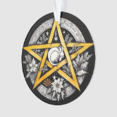 Gotische Yule Tree Pentacle Zwart & Wit Ornament (voorkant)