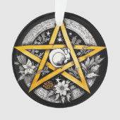 Gotische Yule Tree Pentacle Zwart & Wit Ornament (voorkant)