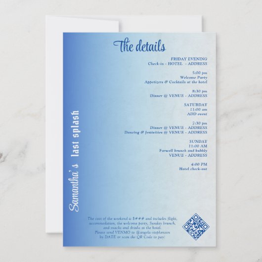 Gotische zeemeermin skelet Laatste splash bachelor Kaart (Achterkant)