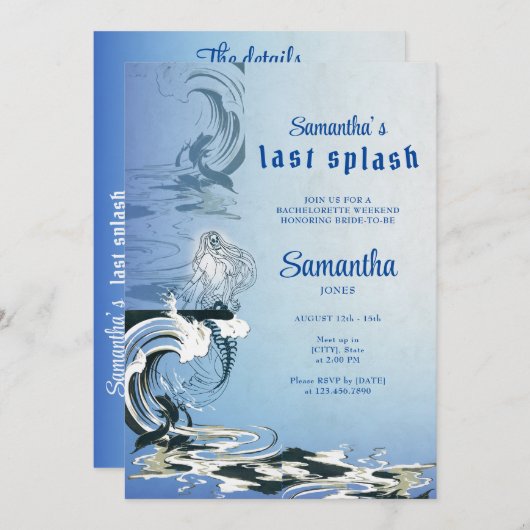 Gotische zeemeermin skelet Laatste splash bachelor Kaart (Voorkant / Achterkant)