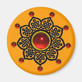 GOTISCHE ZON  Rode Robijn Edelsteen,Geel Magneet (Voorkant)