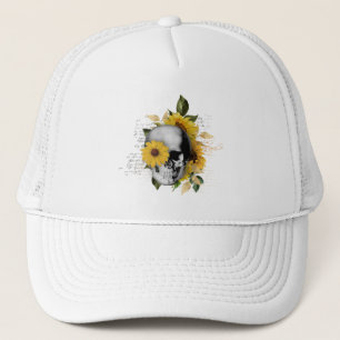 Gotische zonnebloem skelet trucker pet