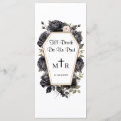 Gotische  Zwart Bloemen Bruiloft Menu (Achterkant)