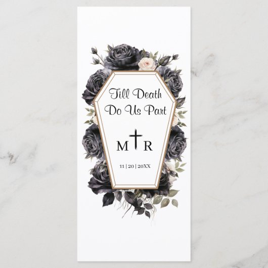 Gotische  Zwart Bloemen Bruiloft Menu (Achterkant)