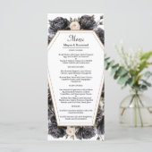 Gotische  Zwart Bloemen Bruiloft Menu (Staand voorkant)