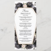 Gotische  Zwart Bloemen Bruiloft Menu (Voorkant)
