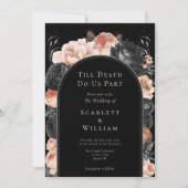 Gotische  Zwart Blush Arch Till Death Bruiloft Kaart (Voorkant)