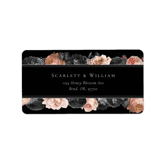 Gotische Zwart Blush Bruiloft Adres Etiket (Voorkant)