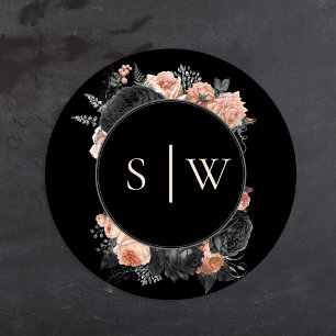 Gotische  Zwart Blush Bruiloft Envelope Seal Ronde Sticker