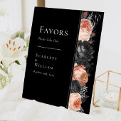 Gotische Zwart Blush Bruiloft Gunsten Reclamebord Met Voetstuk