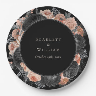 Gotische  Zwart Blush Bruiloft Papieren Bordje