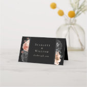 Gotische  Zwart Blush Bruiloft Plaats Kaart Plaatskaartje (Achterkant)