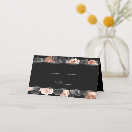 Gotische  Zwart Blush Bruiloft Plaats Kaart Plaatskaartje (Voorkant)