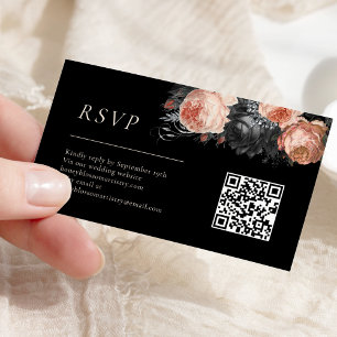 Gotische  Zwart Blush Bruiloft QR Code RSVP Informatiekaartje