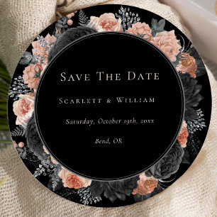 Gotische  Zwart Blush Bruiloft Ronde Save The Date