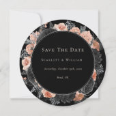 Gotische  Zwart Blush Bruiloft Ronde Save The Date (Voorkant)