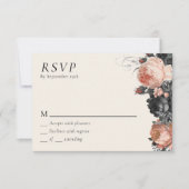 Gotische  Zwart Blush Bruiloft RSVP (Voorkant)