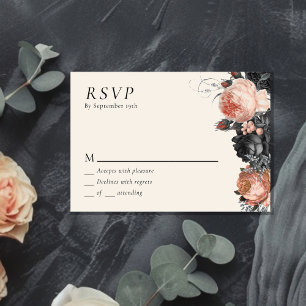 Gotische  Zwart Blush Bruiloft RSVP Kaartje
