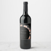 Gotische  Zwart Blush Bruiloft Wijn Etiket (Voorkant)