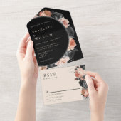 Gotische  Zwart Blush Eenvoudige RSVP Bruiloft All In One Uitnodiging (Afscheurbaar)