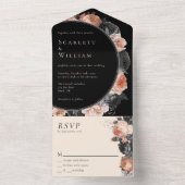 Gotische  Zwart Blush Eenvoudige RSVP Bruiloft All In One Uitnodiging (Binnen)