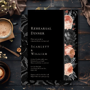 Gotische Zwart Blush Huwelijksrepetitie Kaart