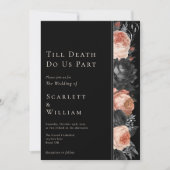 Gotische  Zwart Blush Till Death Bruiloft Kaart (Voorkant)