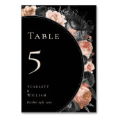 Gotische  Zwart Blush Trouwtafel Nummer Kaart (Achterkant)