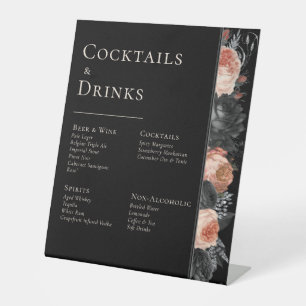 Gotische  Zwart Blush Wedding Bar Drinken Reclamebord Met Voetstuk