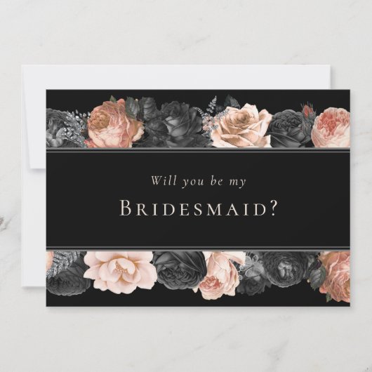 Gotische  Zwart Bruiloft Bruidsmeisje Voorstel Kaart (Voorkant)