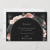Gotische  Zwart Bruiloft Groomman Voorstel Kaart (Achterkant)