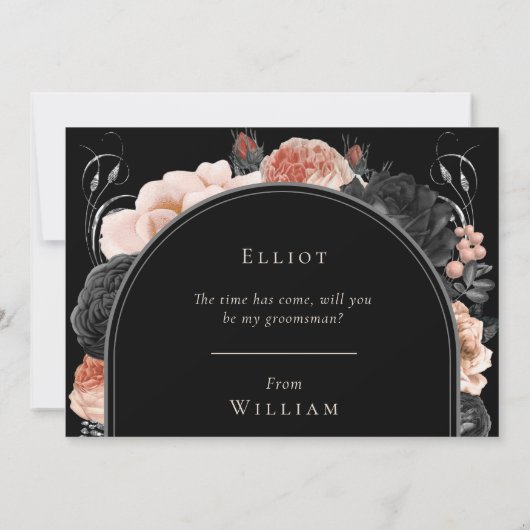 Gotische  Zwart Bruiloft Groomman Voorstel Kaart (Achterkant)