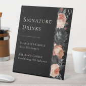 Gotische Zwart Bruiloft Signature Drinken Reclamebord Met Voetstuk (Insitu)