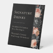 Gotische  Zwart Bruiloft Signature Drinken Reclamebord Met Voetstuk (Voorkant)